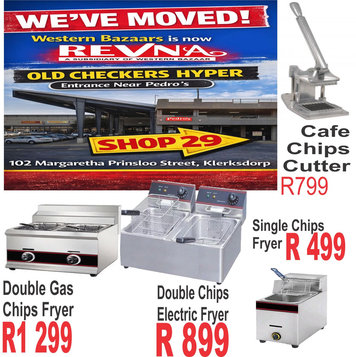 REVNA SHOP 29 next to old Checker Hyper liquor Entrance 3 Klerksdorp Facebook ad