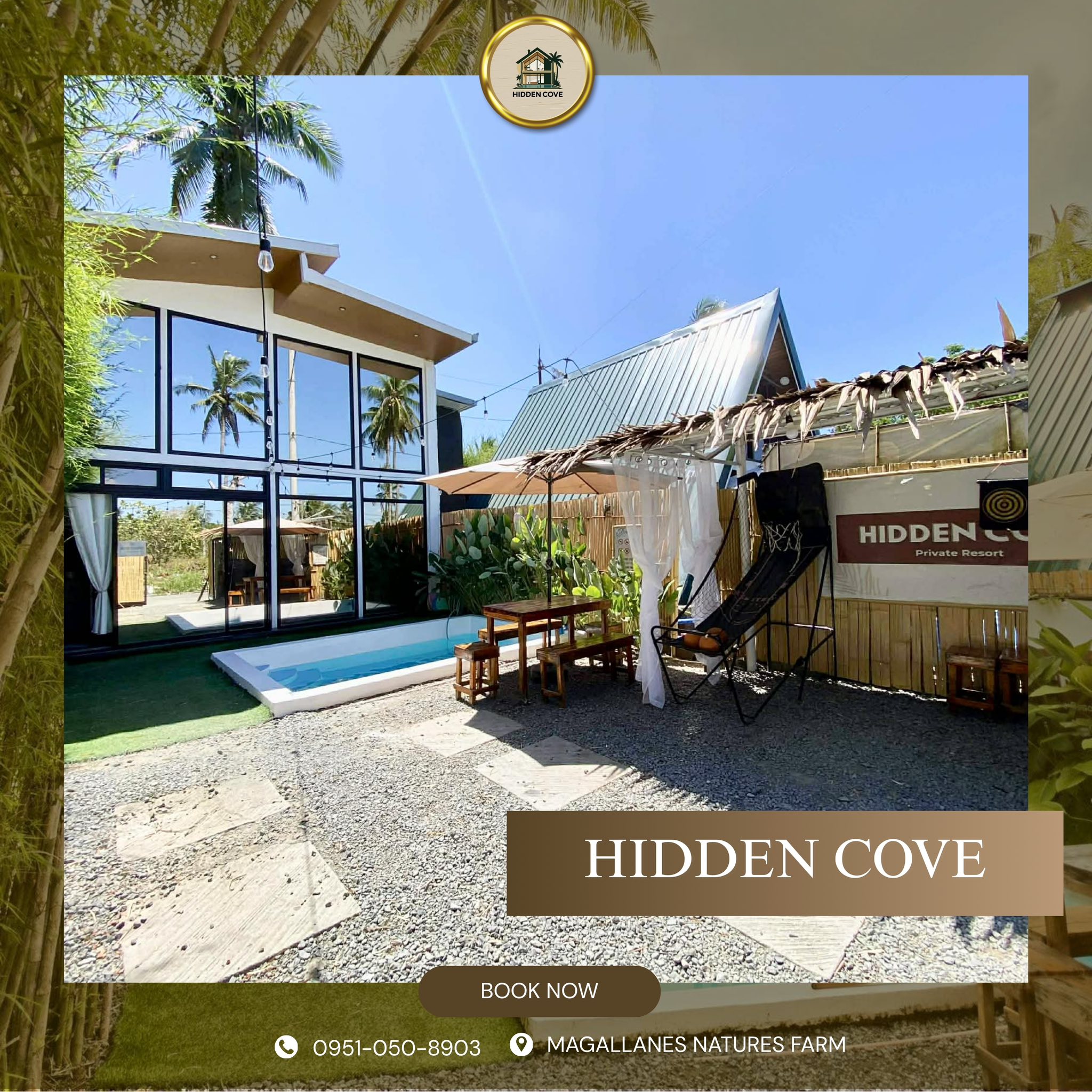 Hidden Cove - Private Villa Facebook ad: LIMITED OFFER, ₱4,500 ONLY, (4-6 pax) / ₱3,500…