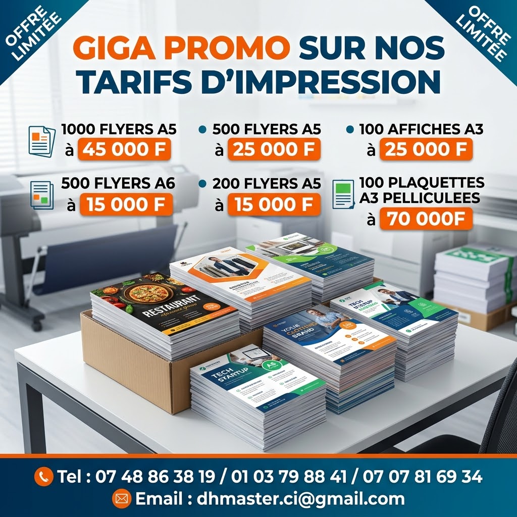 DH Master Print Facebook ad: - 1000 FLYERS A5 à 45 000 F