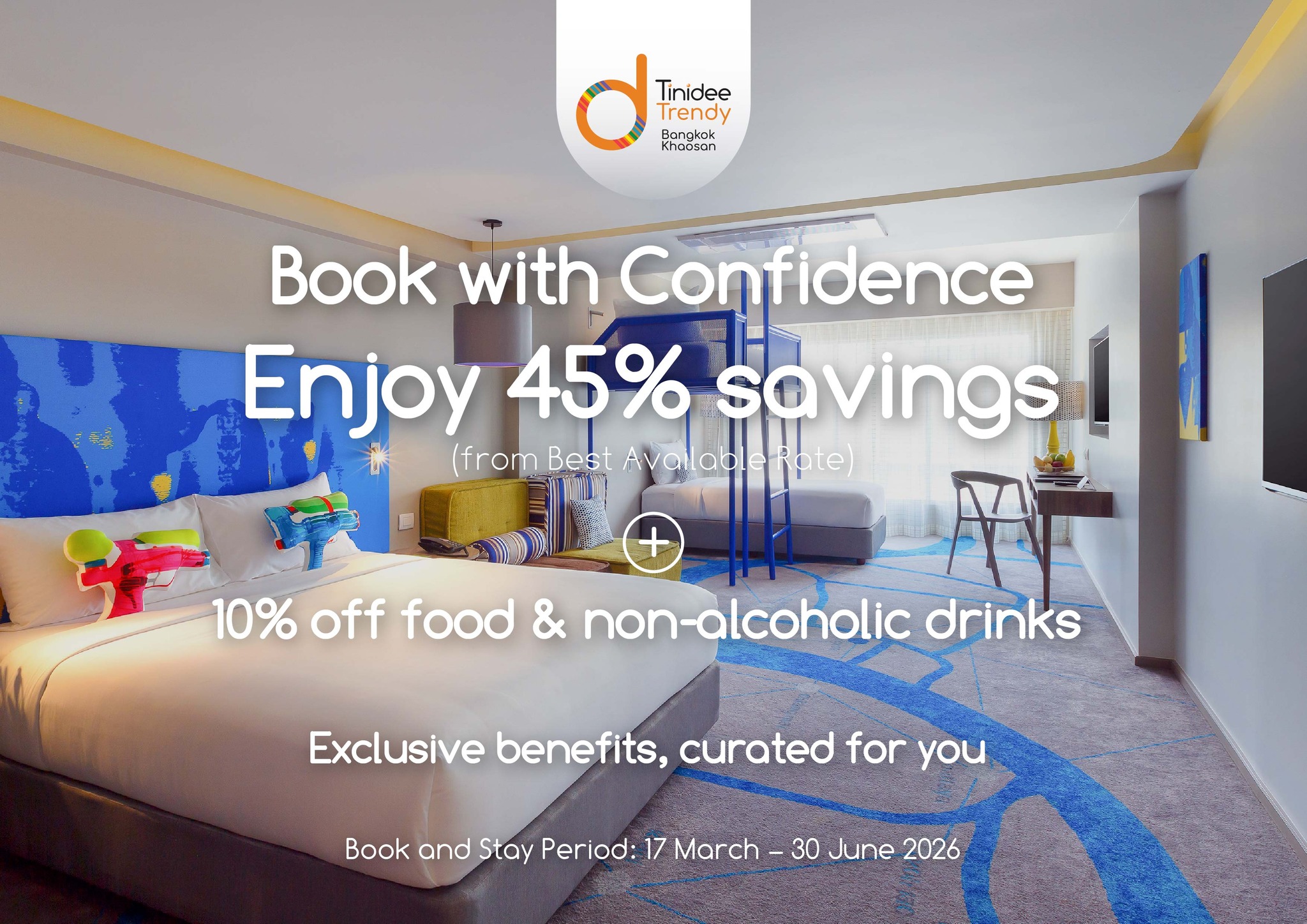 Tinidee Trendy Bangkok Khaosan Facebook ad: Relax in Style with 45% Off