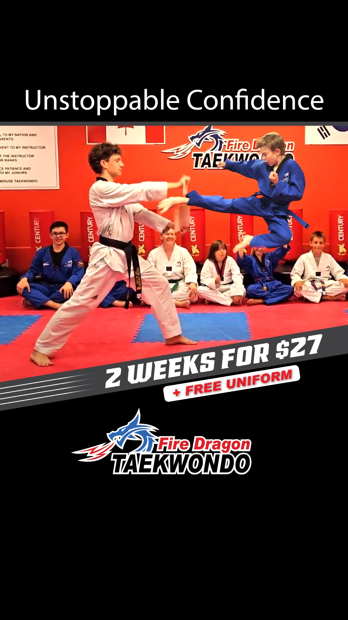 Fire Dragon Taekwondo Facebook ad from Jan 20, 2026