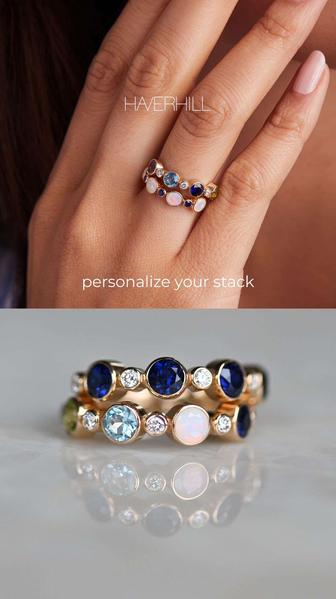 HAVERHILL Collection Facebook ad: 14k Gold Birthstone Jewelry