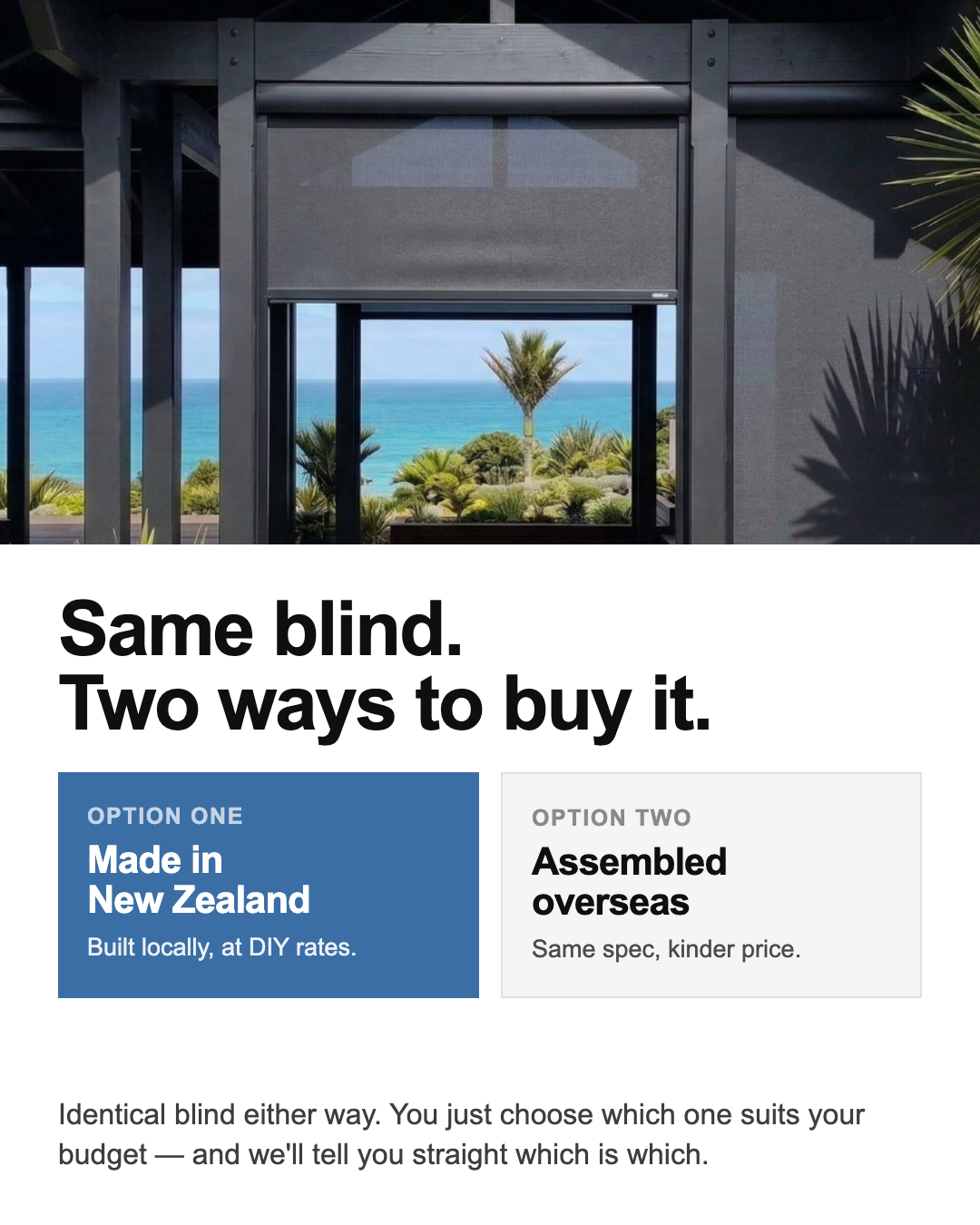 Backyard Blinds NZ Facebook ad