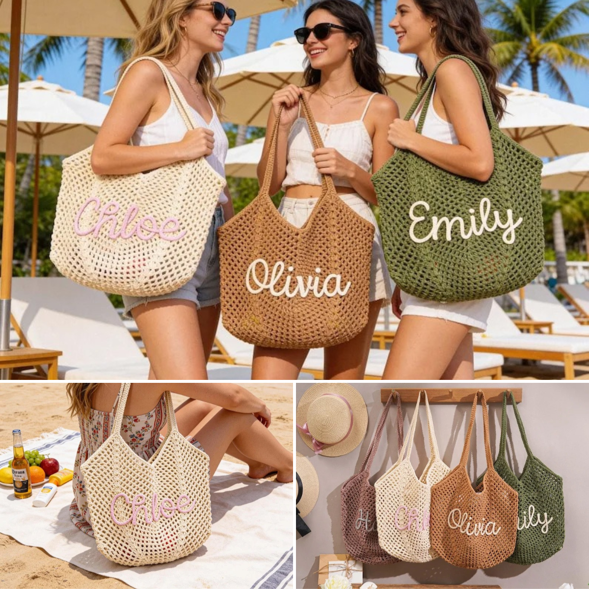 Duckbe Custom Gifts Facebook ad: Personalized beach tote bags, Crochet beach bags…
