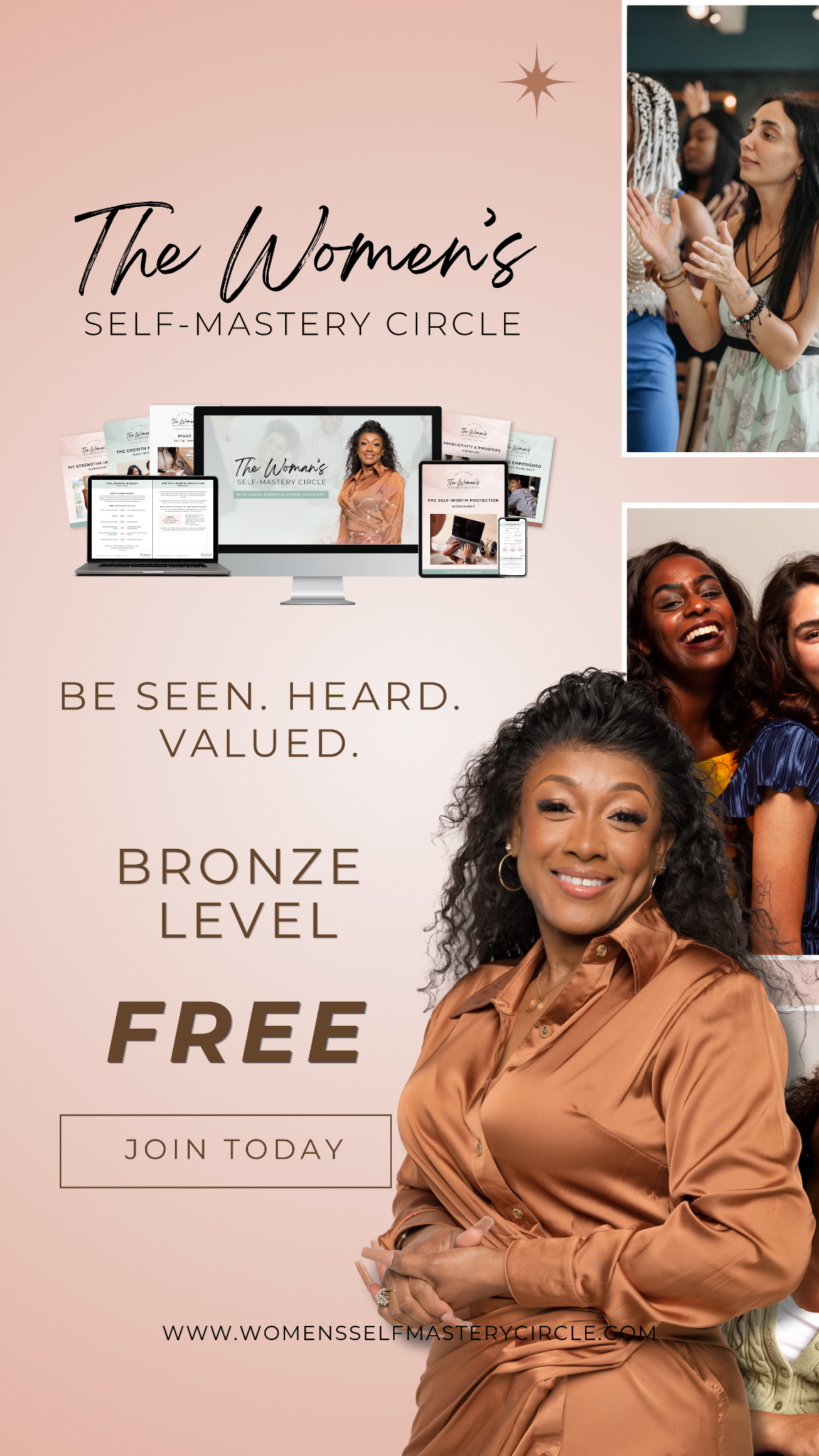 RSW Life Coaching Facebook ad: Be Seen. Heard. Valued., Finally, for free.