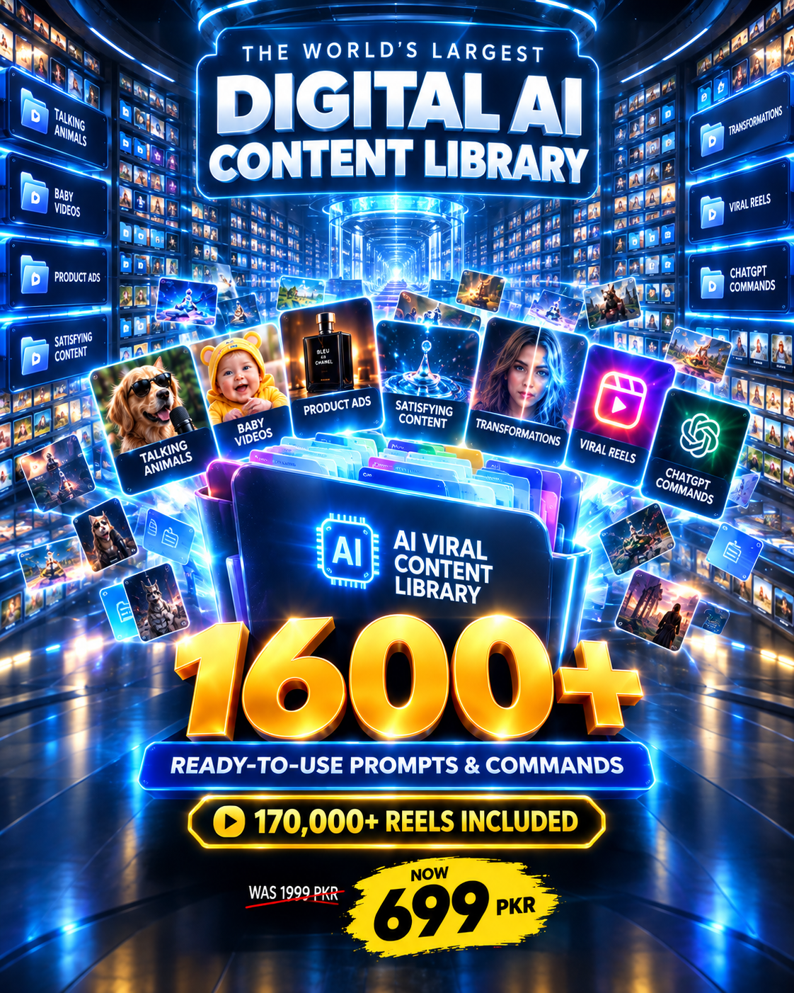 SJ AI Studio Facebook ad: 1600+ AI Prompts + 170K Reels