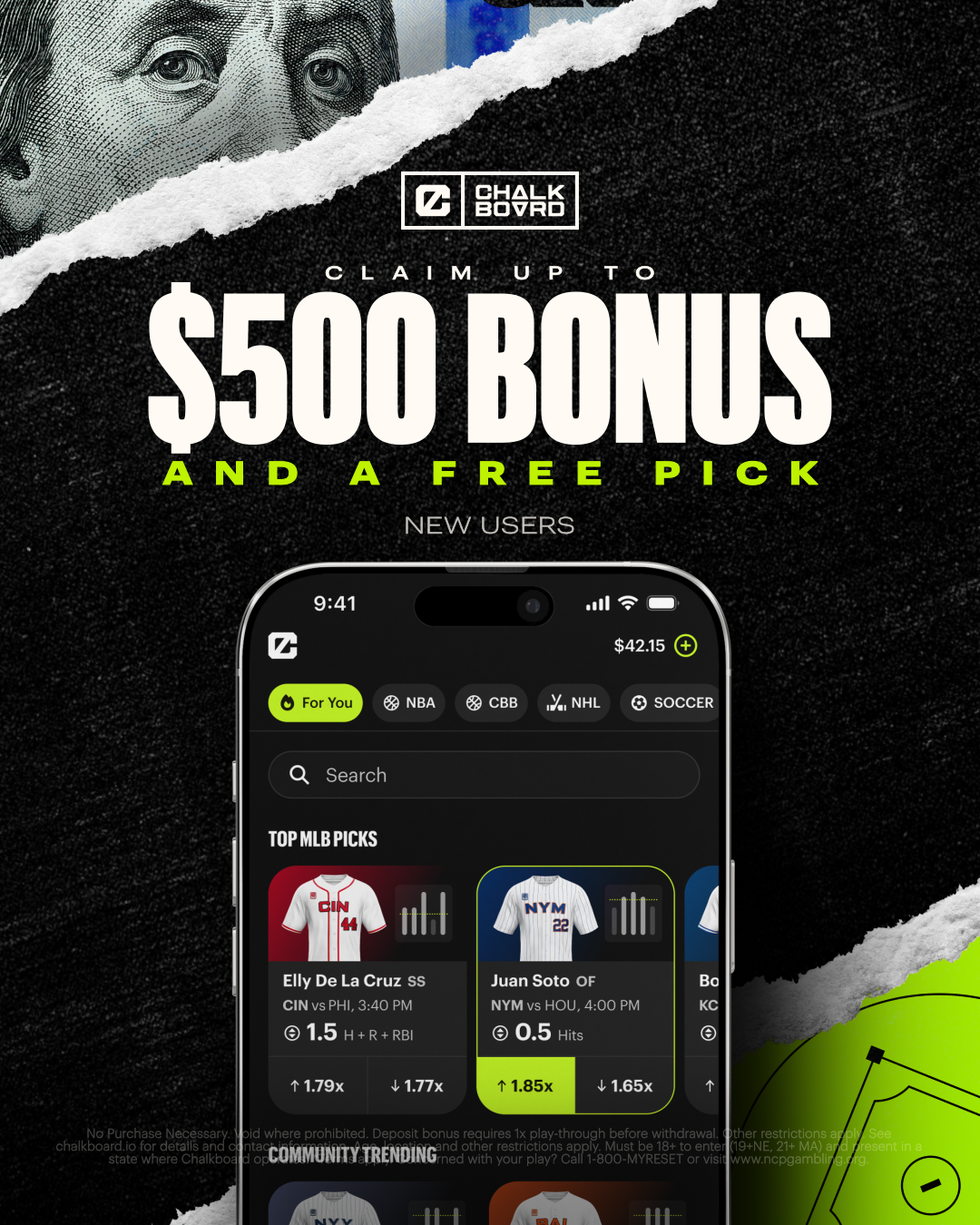 Chalkboardhq Facebook ad: FREE PICK + $500 BONUS
