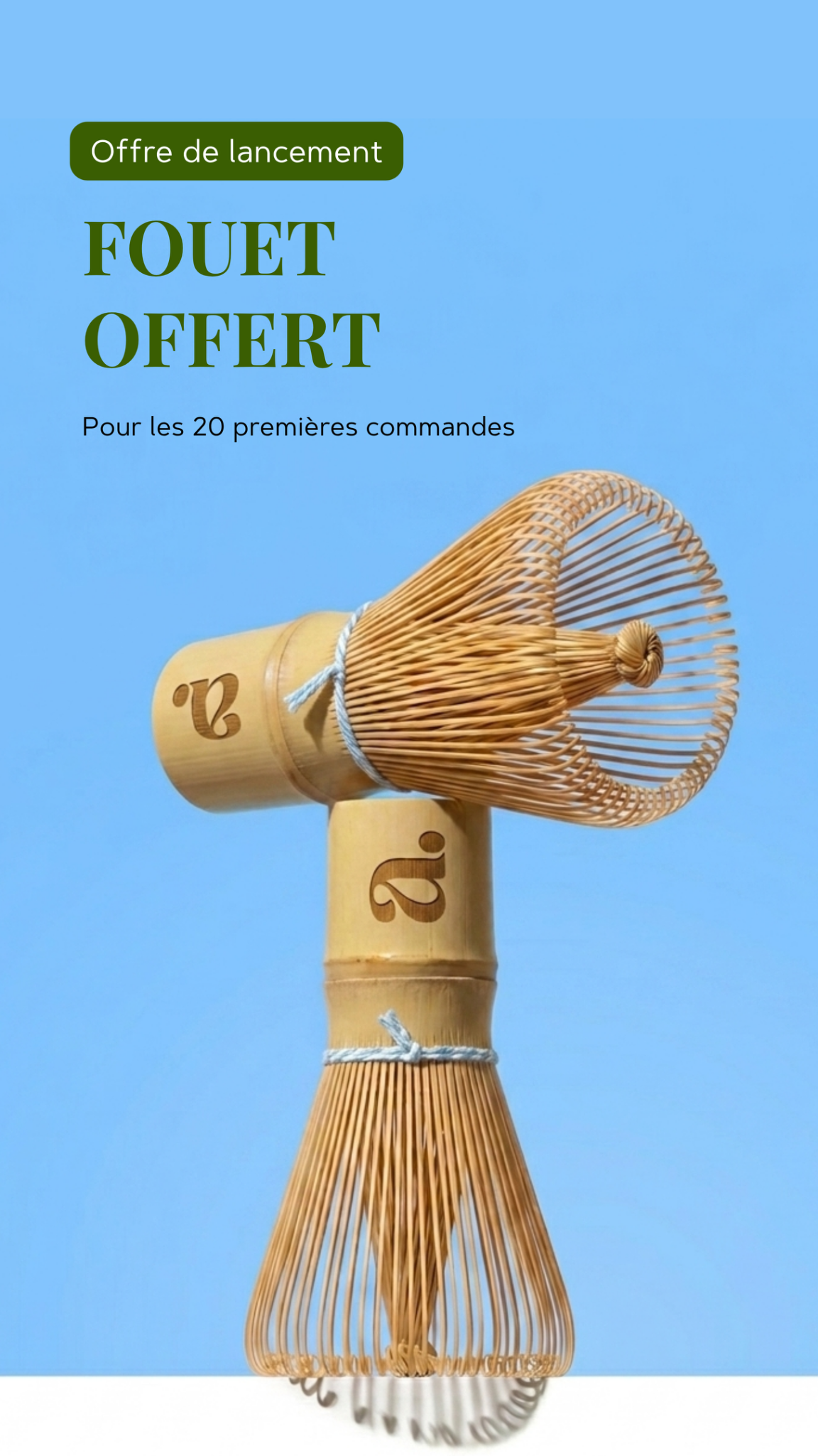 Arigato Matcha Facebook ad: Lancement officiel - fouet en bambou offert