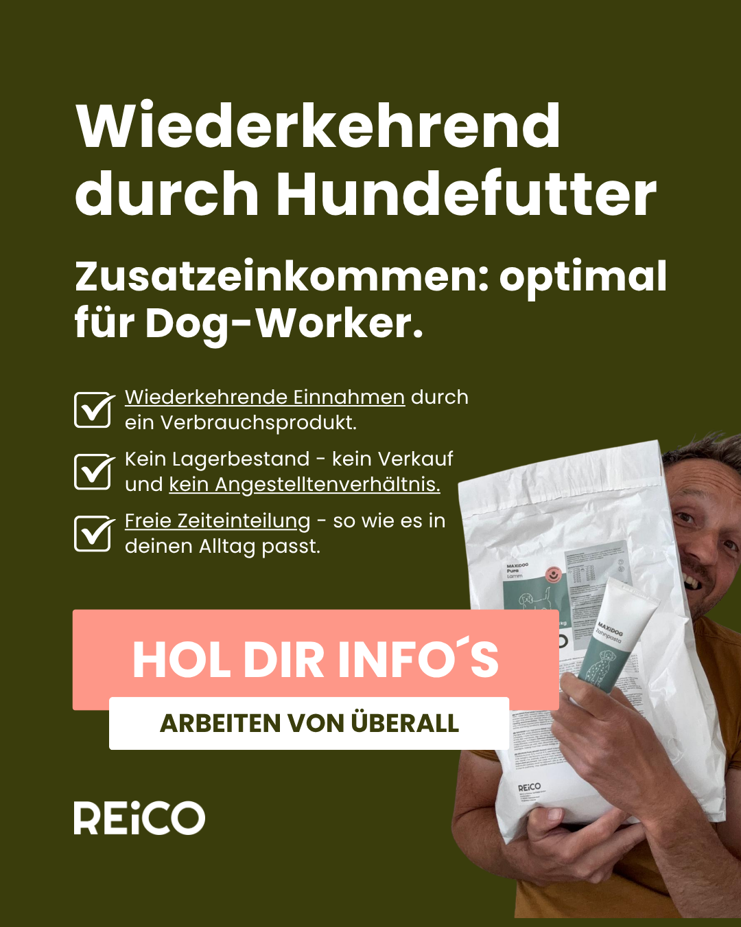 Hundemahlzeit.de Facebook ad: Dog-Worker und Hundemenschen empfehlen REiCO und verdienen…