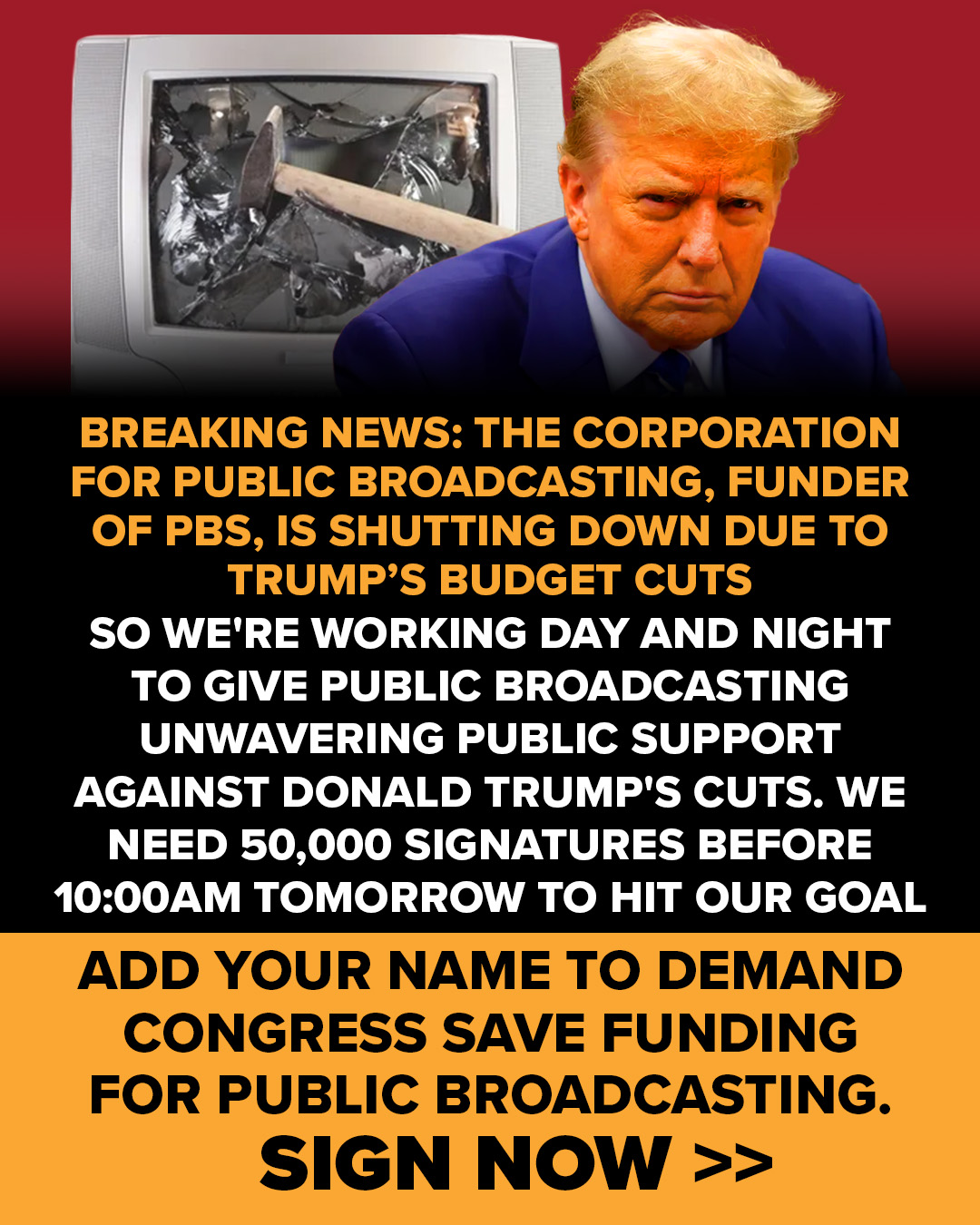 Progressive Turnout Project Facebook ad: asking for your signature --- NOT money