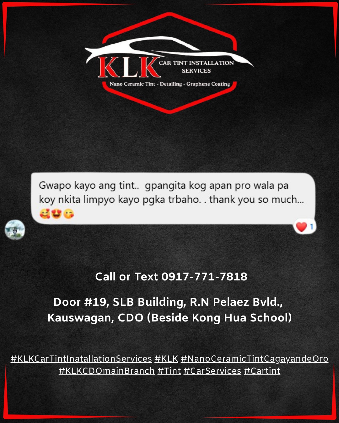 KLK Car Services Cagayan de Oro Facebook ad: Thank you so much for your positive feedback…