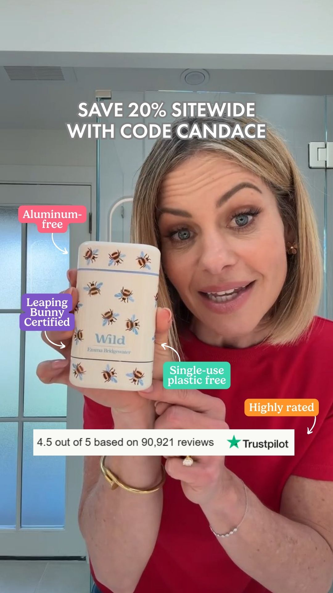 Wild Facebook ad: Get 20% off all Wild products with code CANDACE