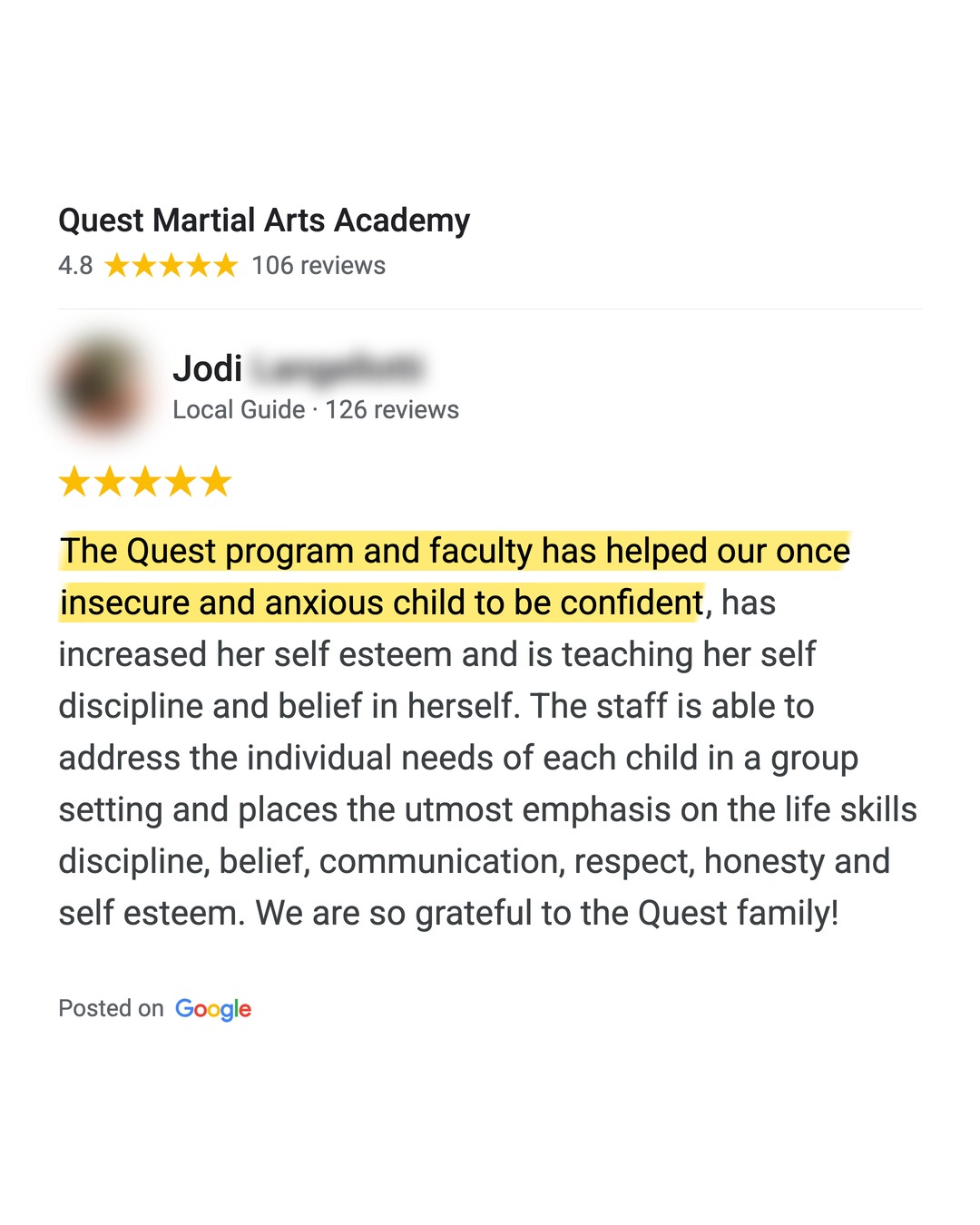 Quest Martial Arts Academy, LLC Facebook ad