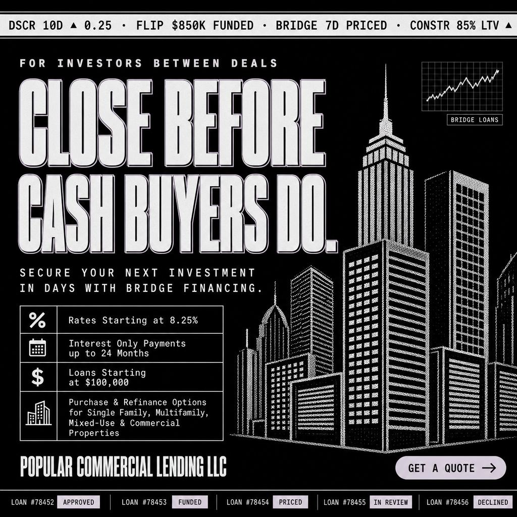 Popular Commercial Lending LLC Facebook ad: Say Bye to Funding Delays