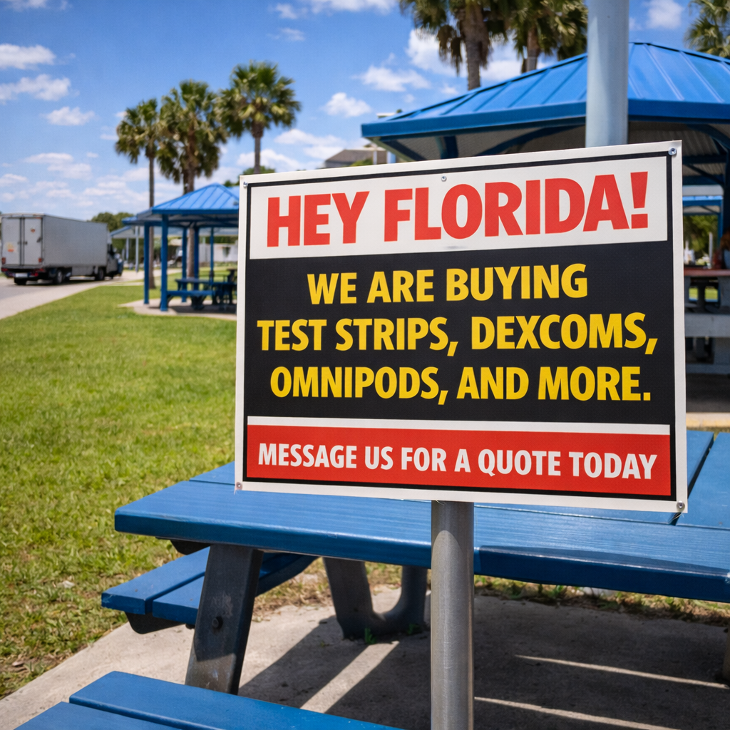 Florida Strip Buyers Facebook ad: Sell Your Diabetic Supplies Today!