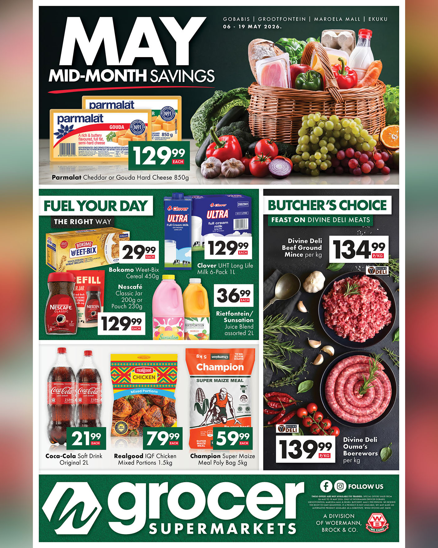 Woermann Grocer Supermarkets Facebook ad: Save More on your Groceries with our May…