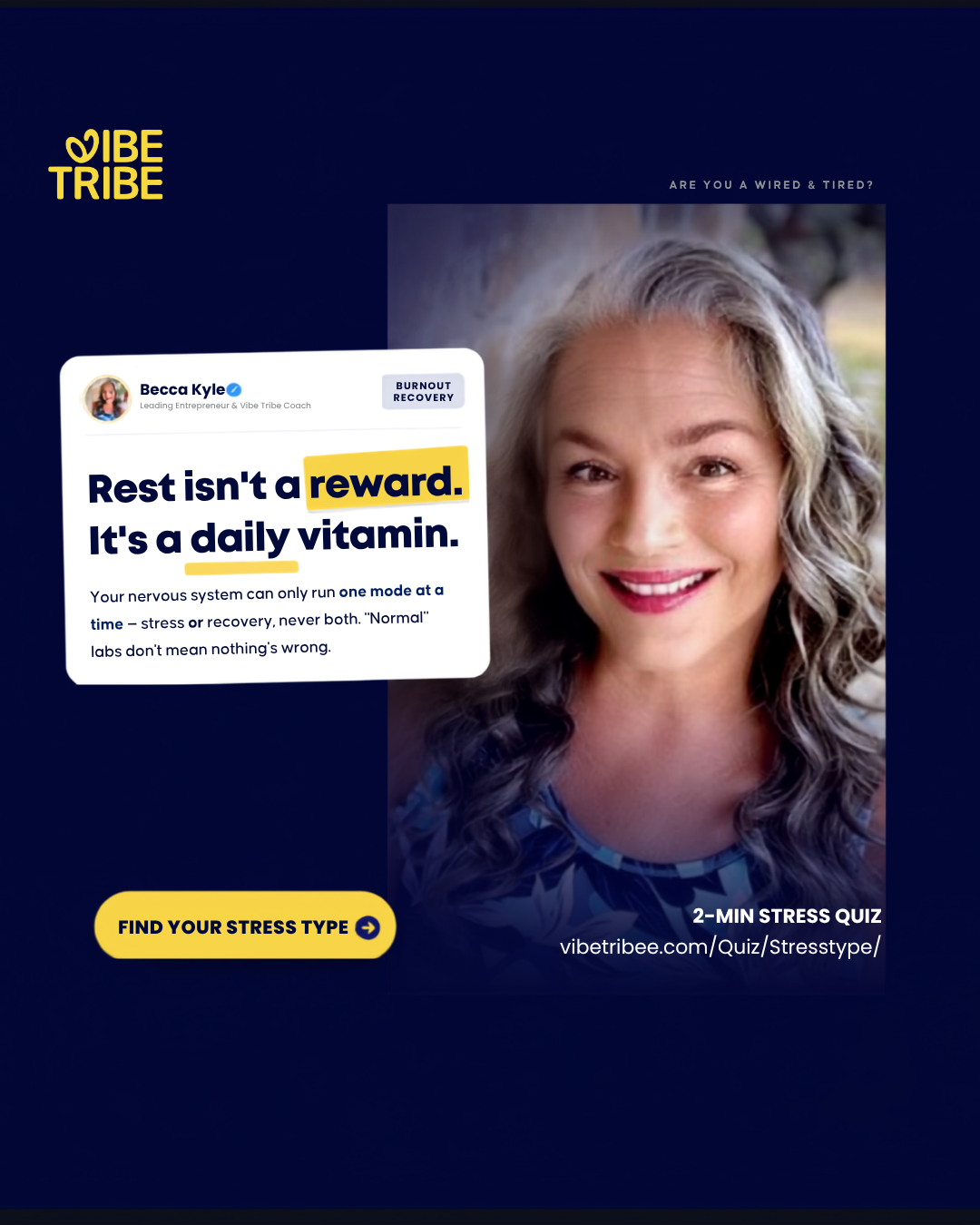 Vibe Tribe Facebook ad: What's your stress type?