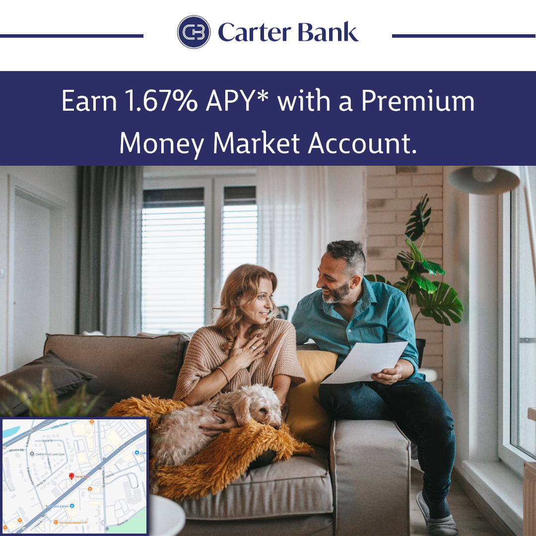 Carter Bank Facebook ad: Earn more interest than you would with most…