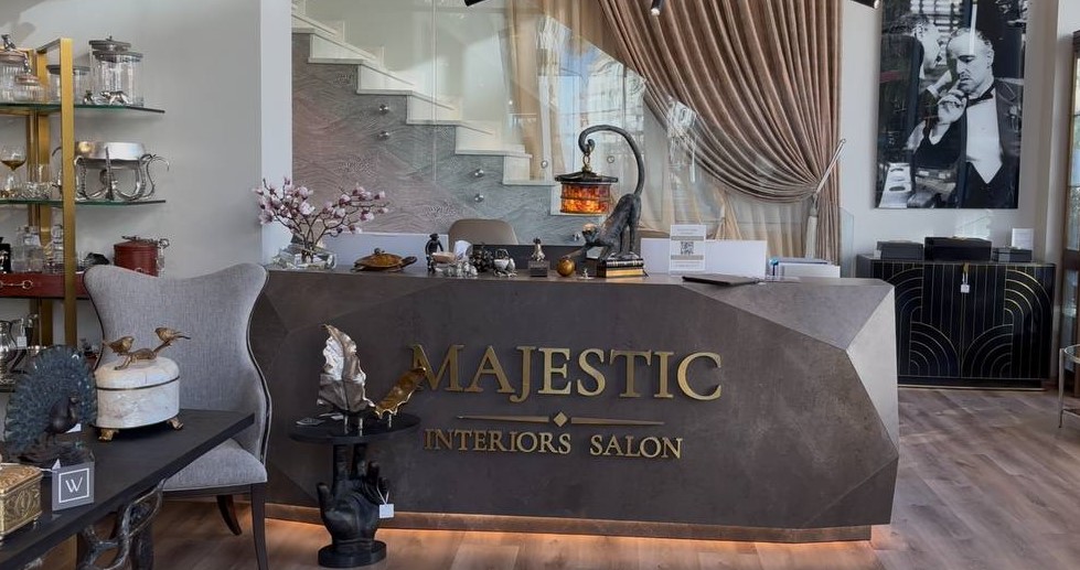 Majestic interiors Facebook ad: Exquisite furniture and decor.