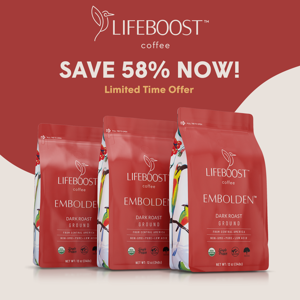 Lifeboost Coffee Facebook ad