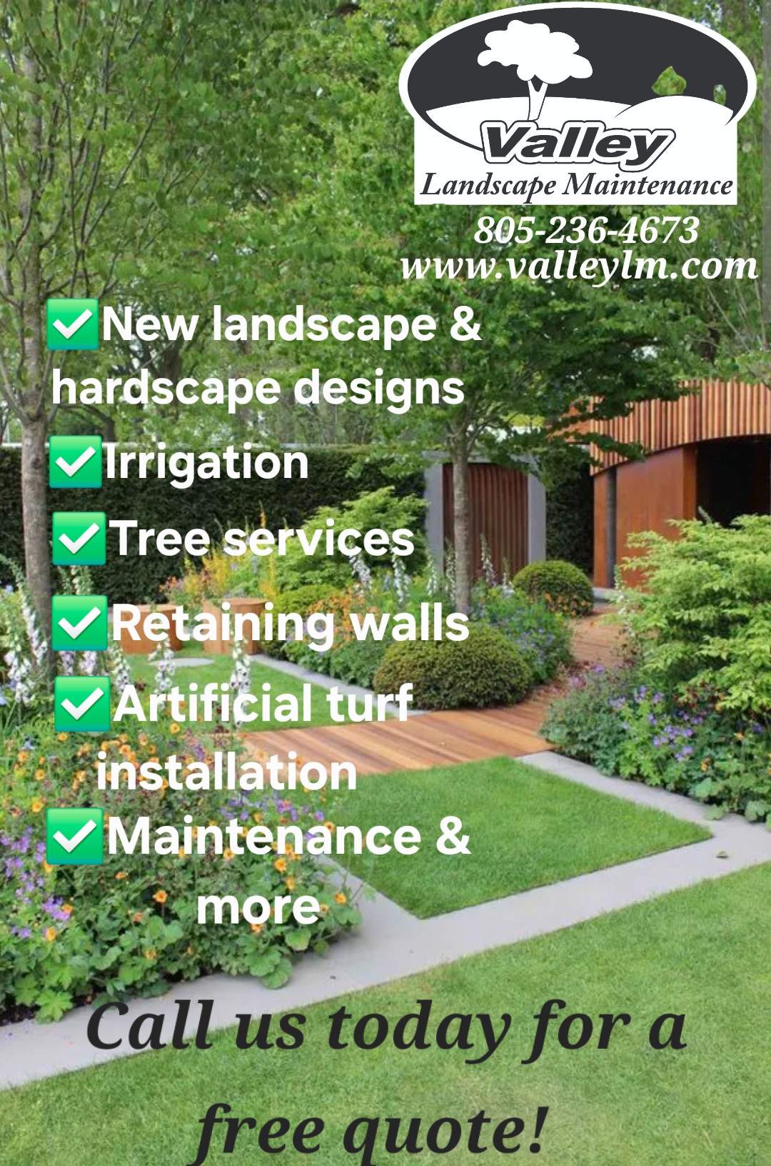 Valley Landscape Maintenance Facebook ad: Valley Landscape Mnt.