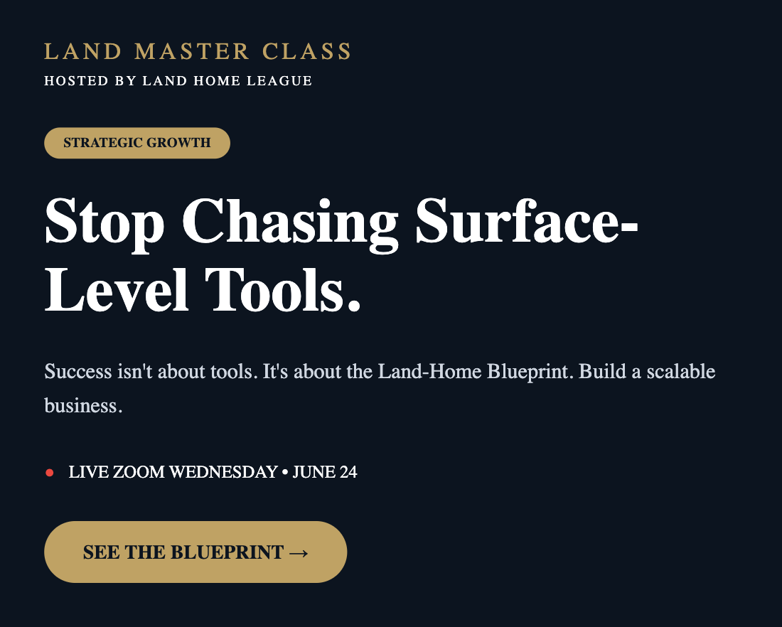 Land Home League Facebook ad: >>Secure Your Spot Now<<