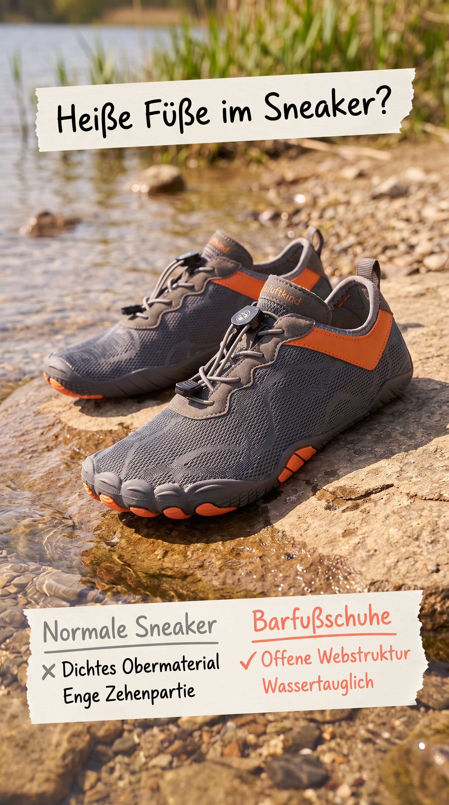 Freiluftkind Facebook ad: Schluss mit Hitzestau: Barfußschuh mit offener Webstruktur