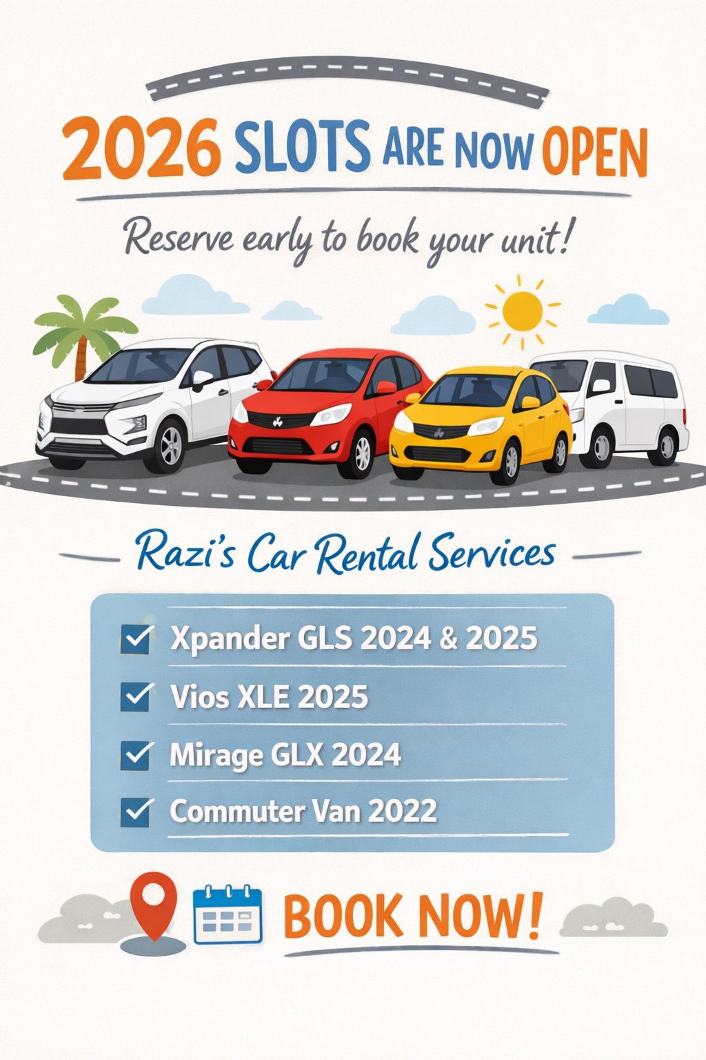 Razi's Car Rental Facebook ad: Razi’s Car Rental, Your Journey, Our Ride!