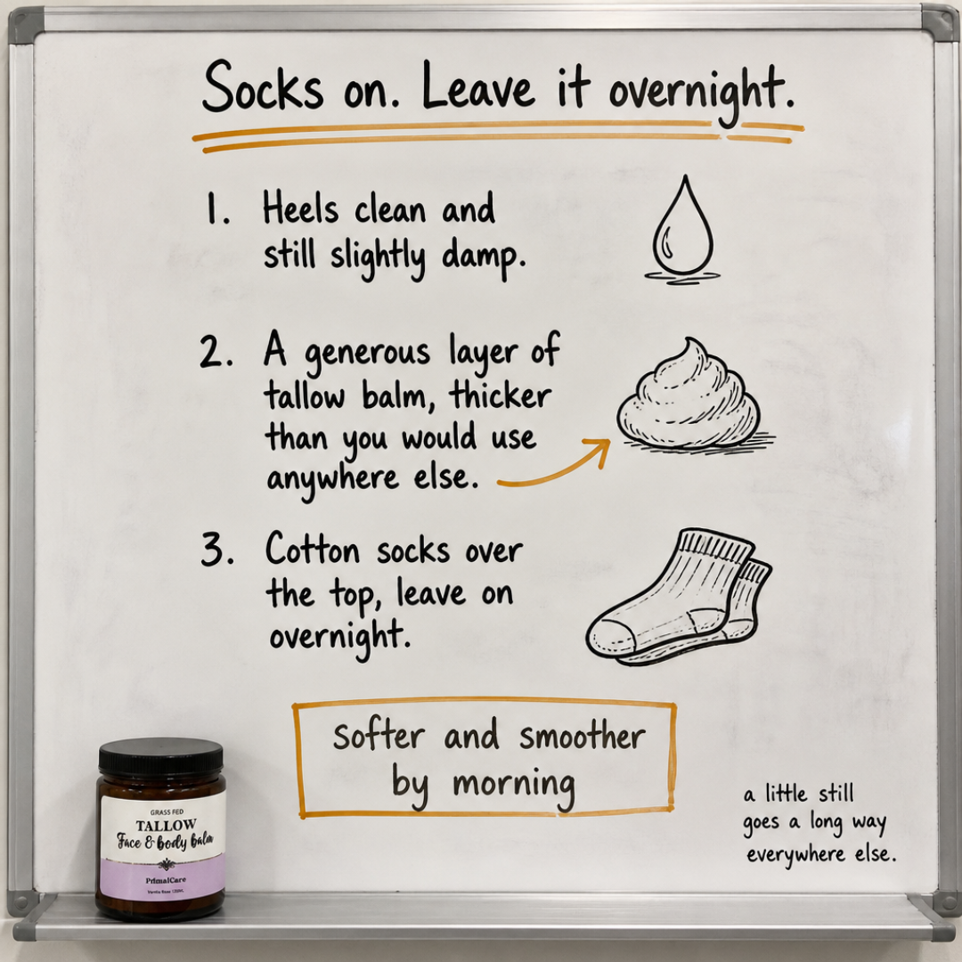 Primalpantry Facebook ad: Socks on. Leave it overnight.