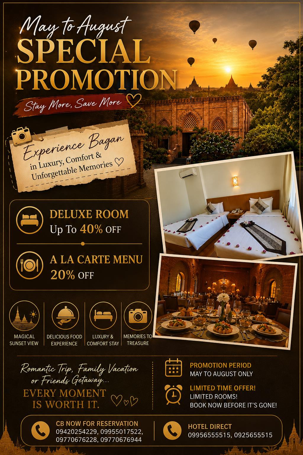 Bagan Wynn Hotel Facebook ad: Bagan Wynn Hotel မှာ အခန်းခတွေ