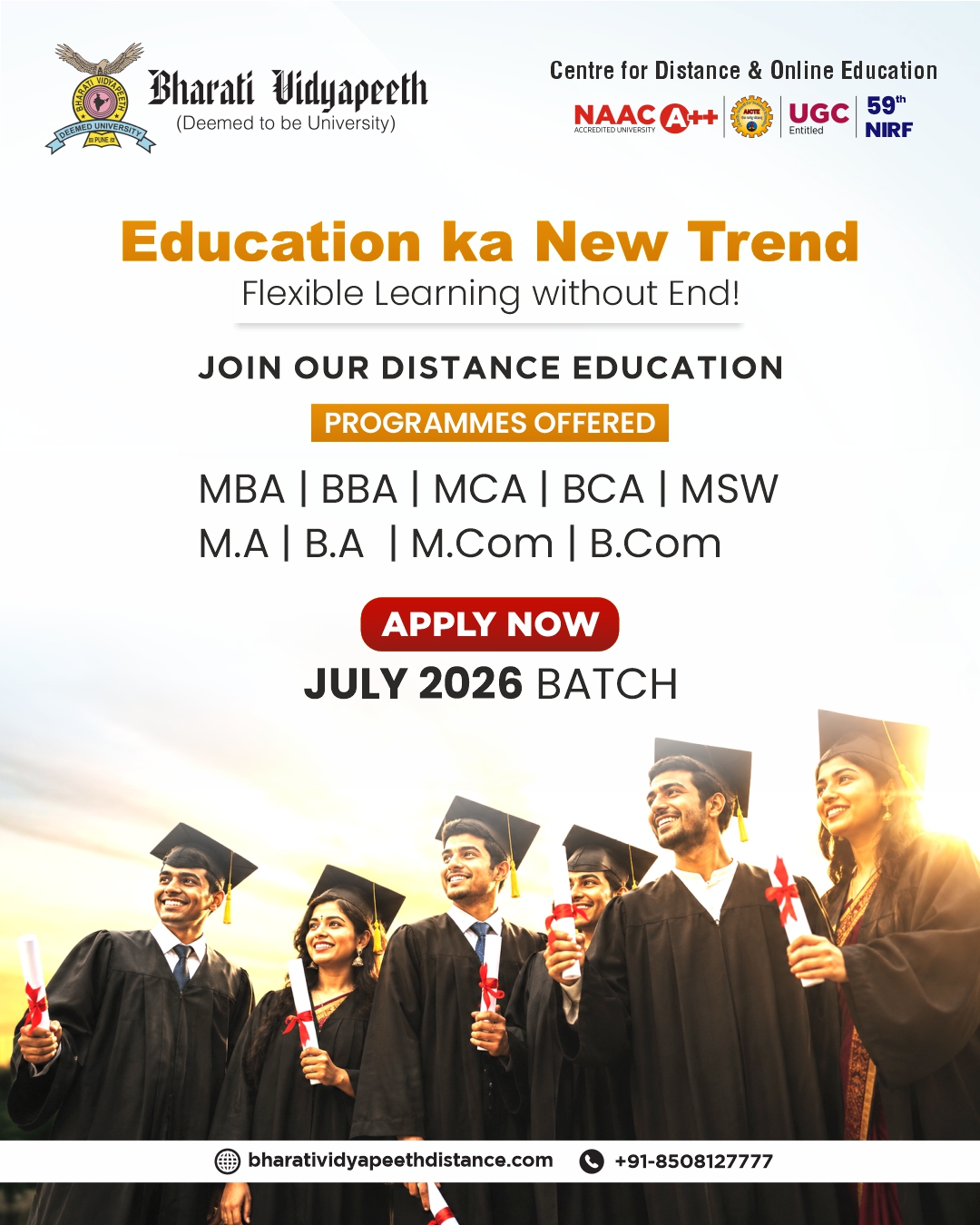 Bharati Vidyapeeth Center for Distance & Online Education Facebook ad