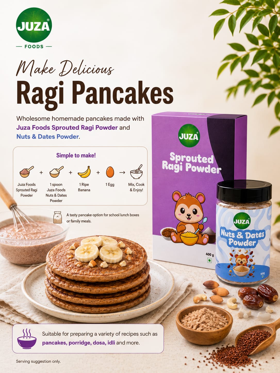 Juza Facebook ad: Make Delicious Homemade Ragi Pancakes