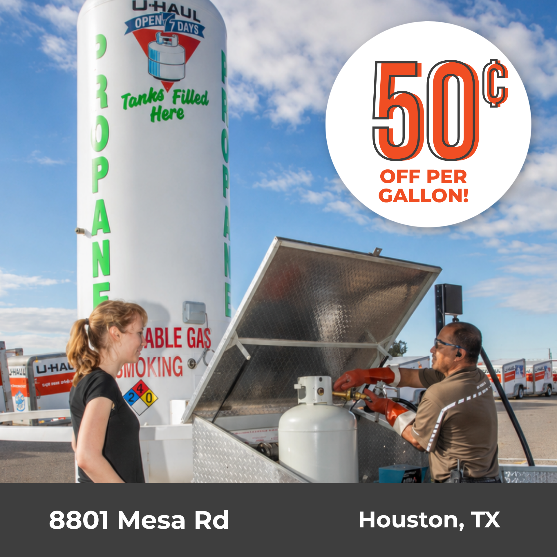 U-Haul Propane Facebook ad: Get 50 Cents Off Per Gallon of Propane!