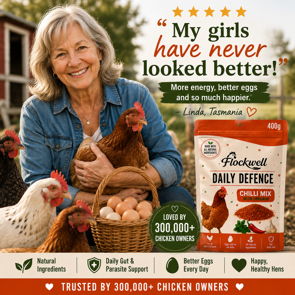 Flockwell Facebook ad: Daily Wellness Support For Your Flock