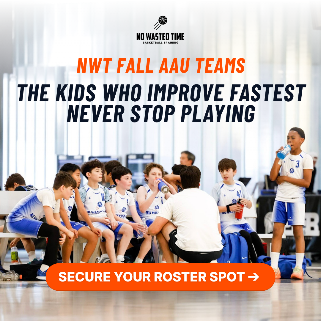 No Wasted Time Bball Facebook ad: Small Rosters. Big Development.