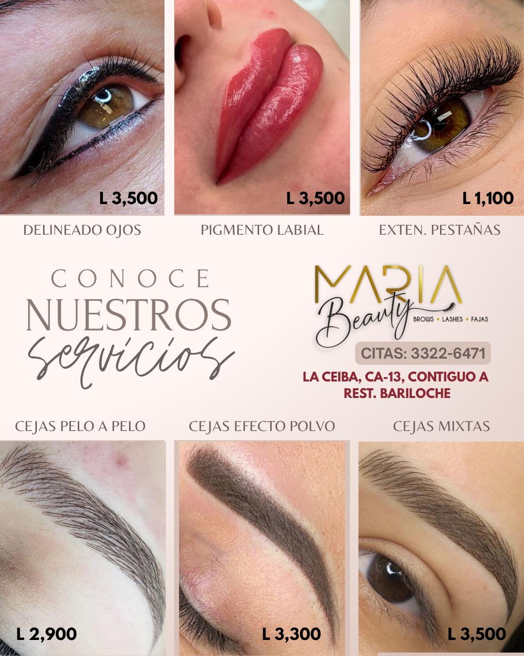 María Beauty Facebook ad: Cejas Pelo a Pelo