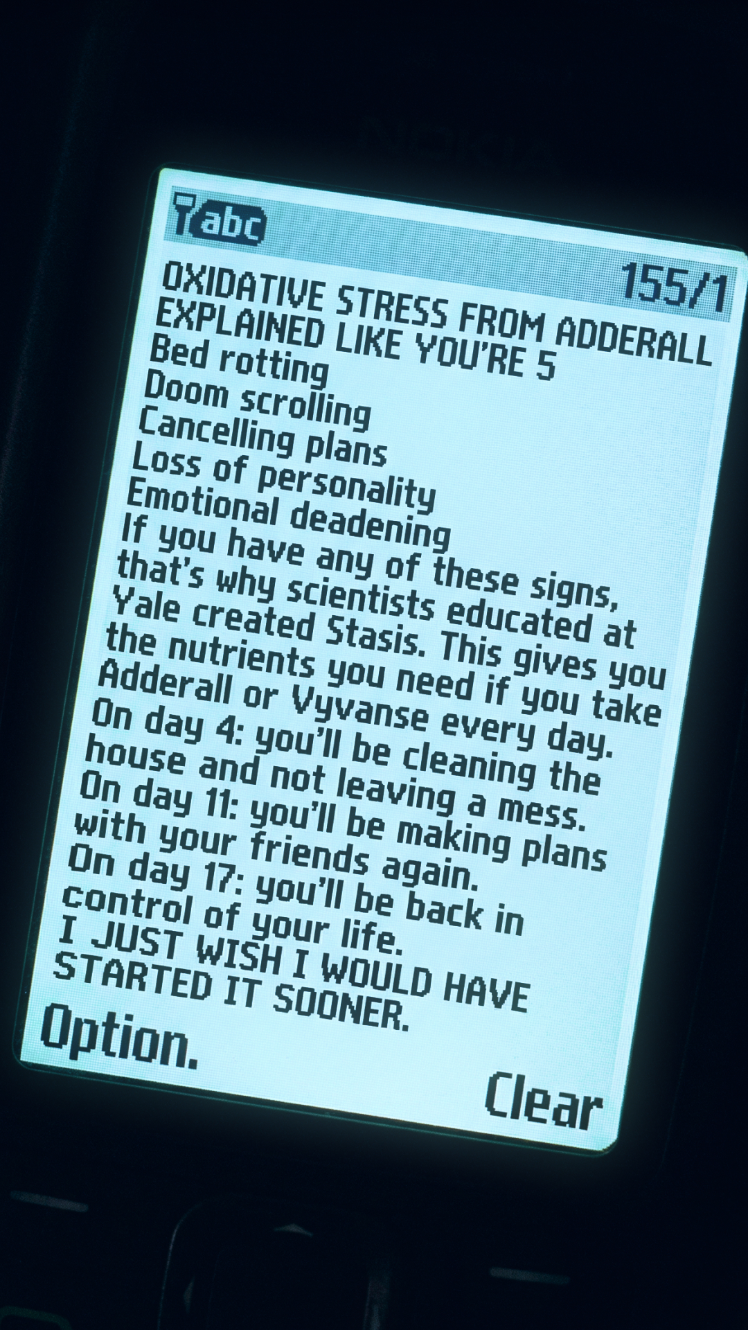 Stasis Facebook ad