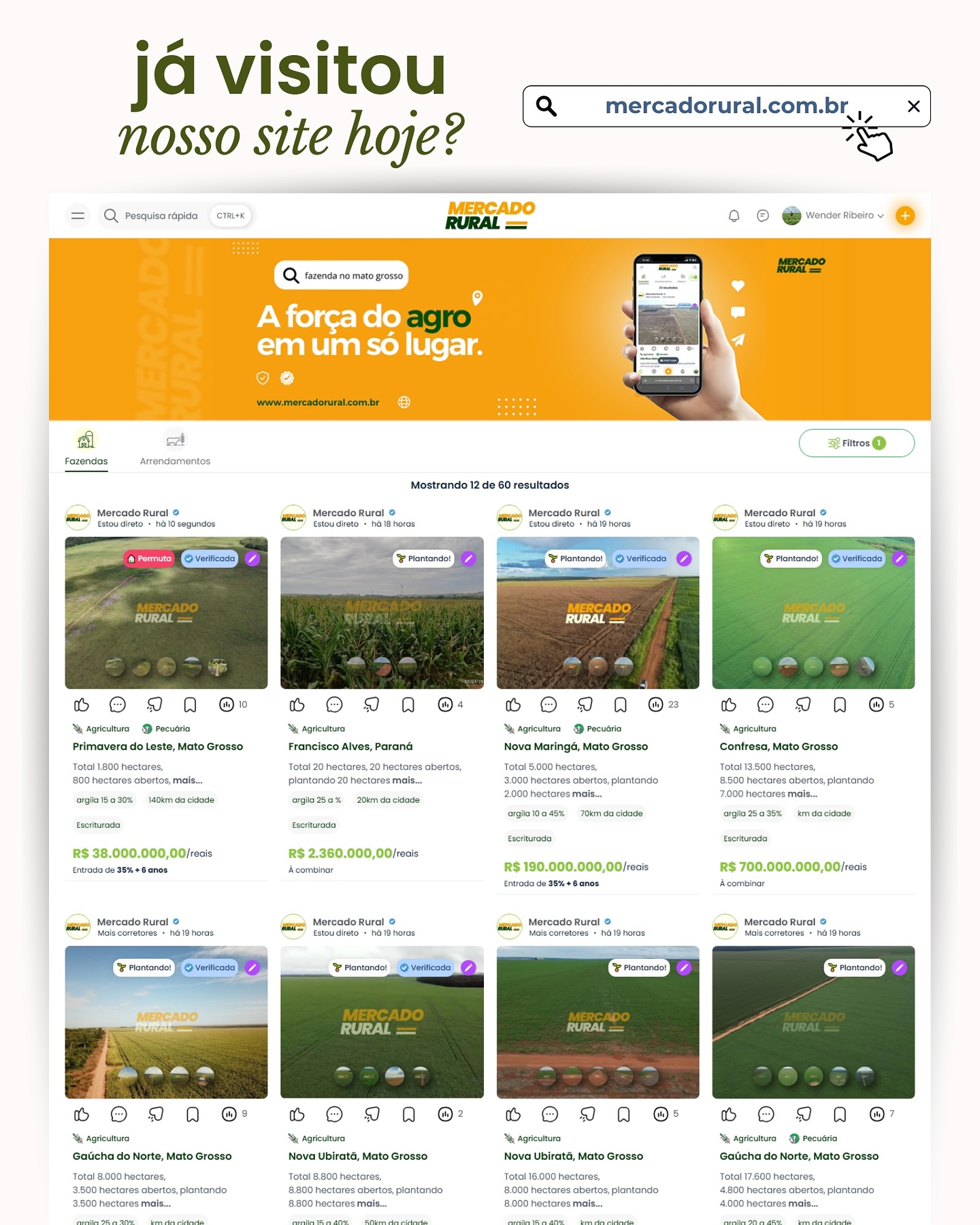 Mercado Rural Brasil Facebook ad: A Força do Agro em um só lugar!