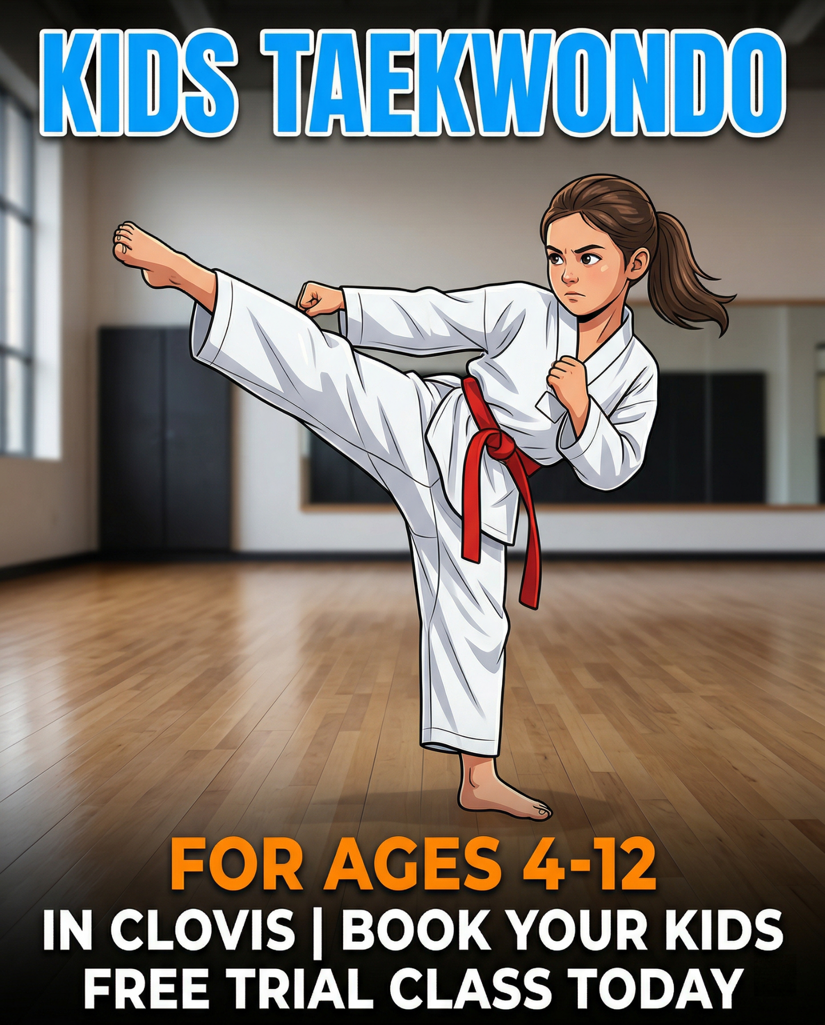 TKE Martial Arts Facebook ad: Free Kids Martial Arts Class in Clovis