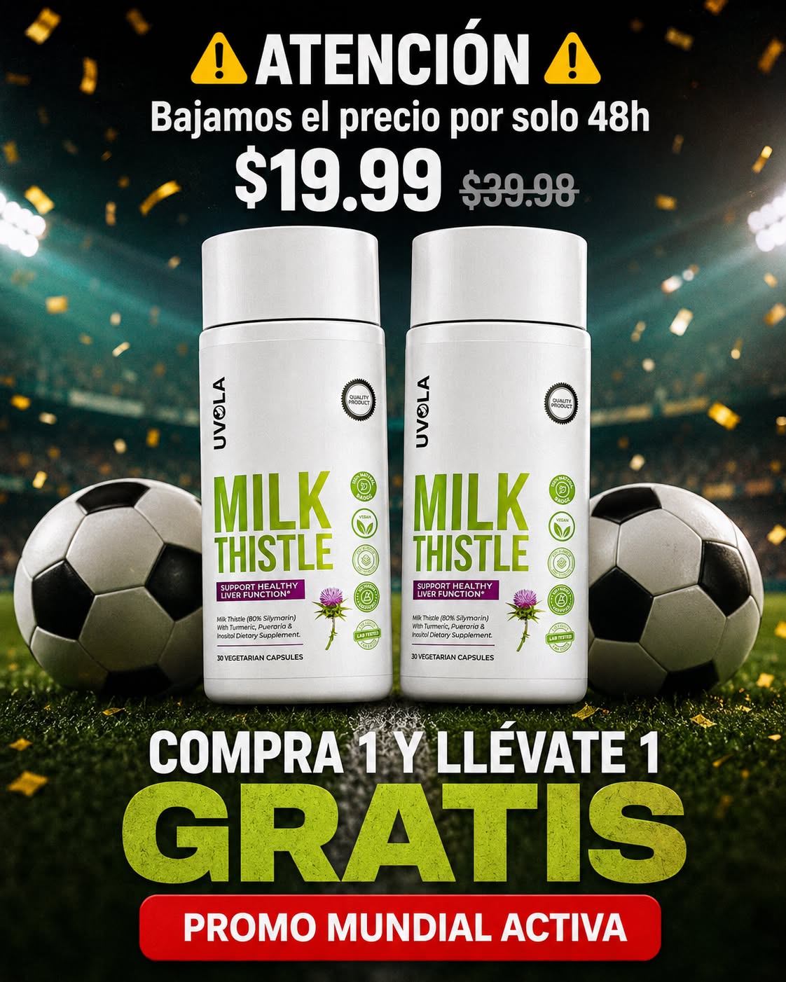Uvola Supplements Facebook ad: Despierta el verdadero potencial de tu cuerpo