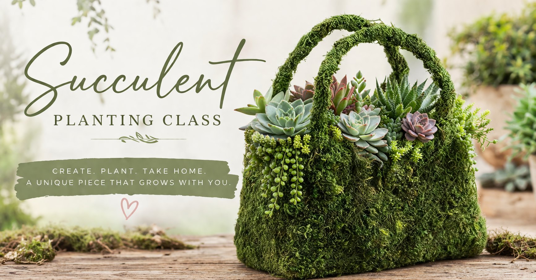The GardenShoppe Facebook ad: Planting Succulents in a Moss Purse!