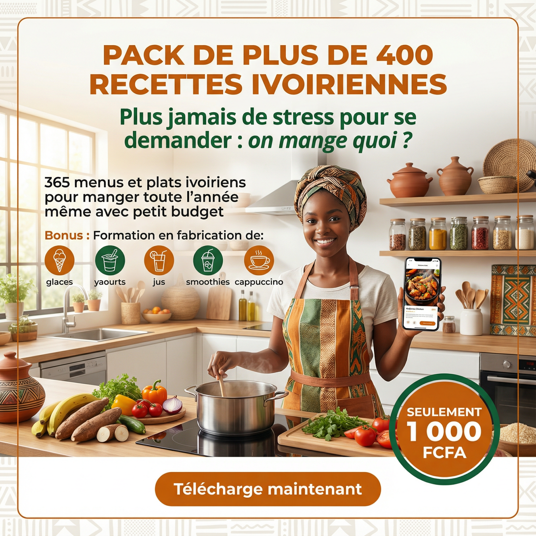 Numeric Products Facebook ad: PROGRAMME 365 REPAS SUR 365 JOURS:1000 FCFA