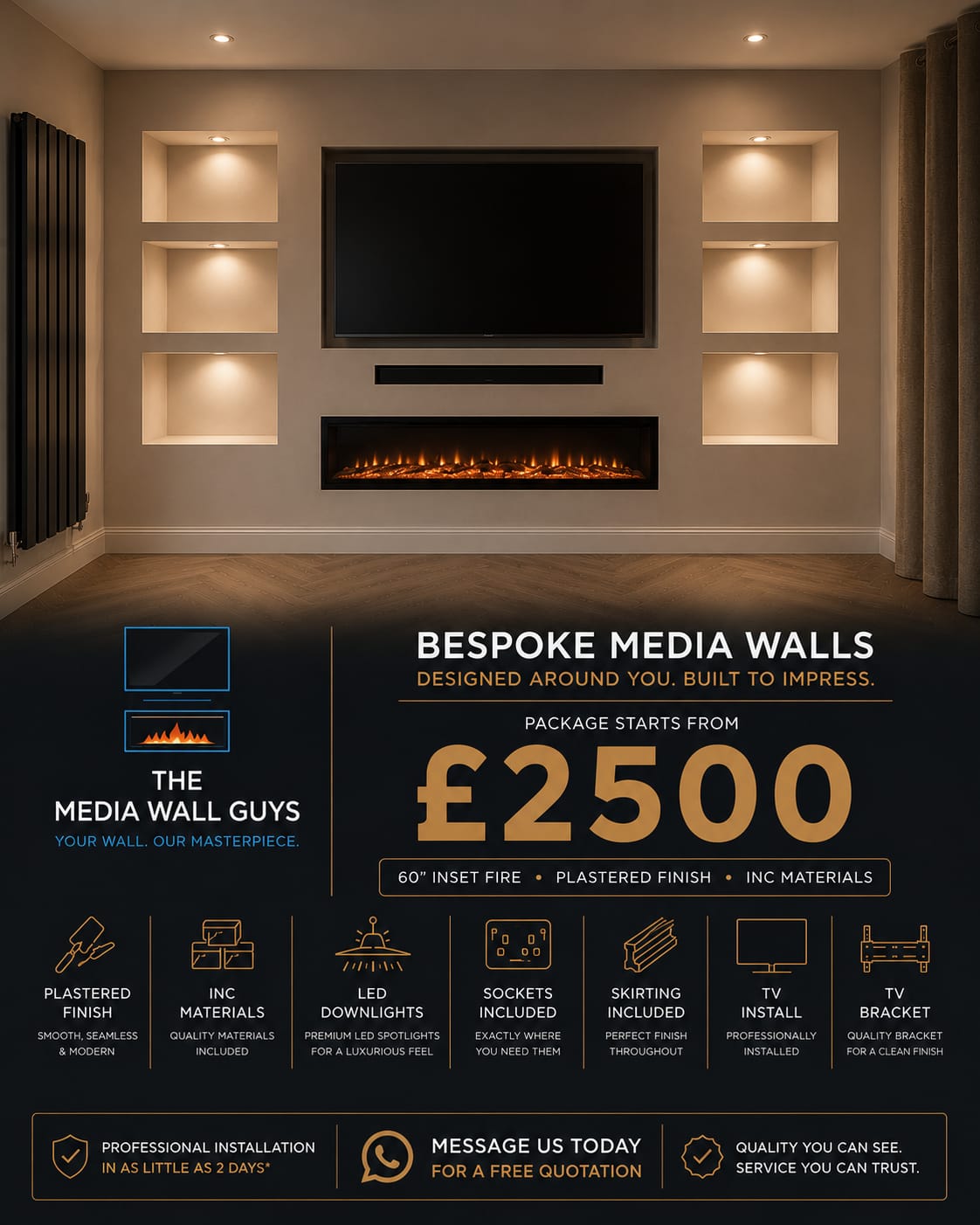 The Media Wall Guys Facebook ad: Transform Your Home With Our Media Walls