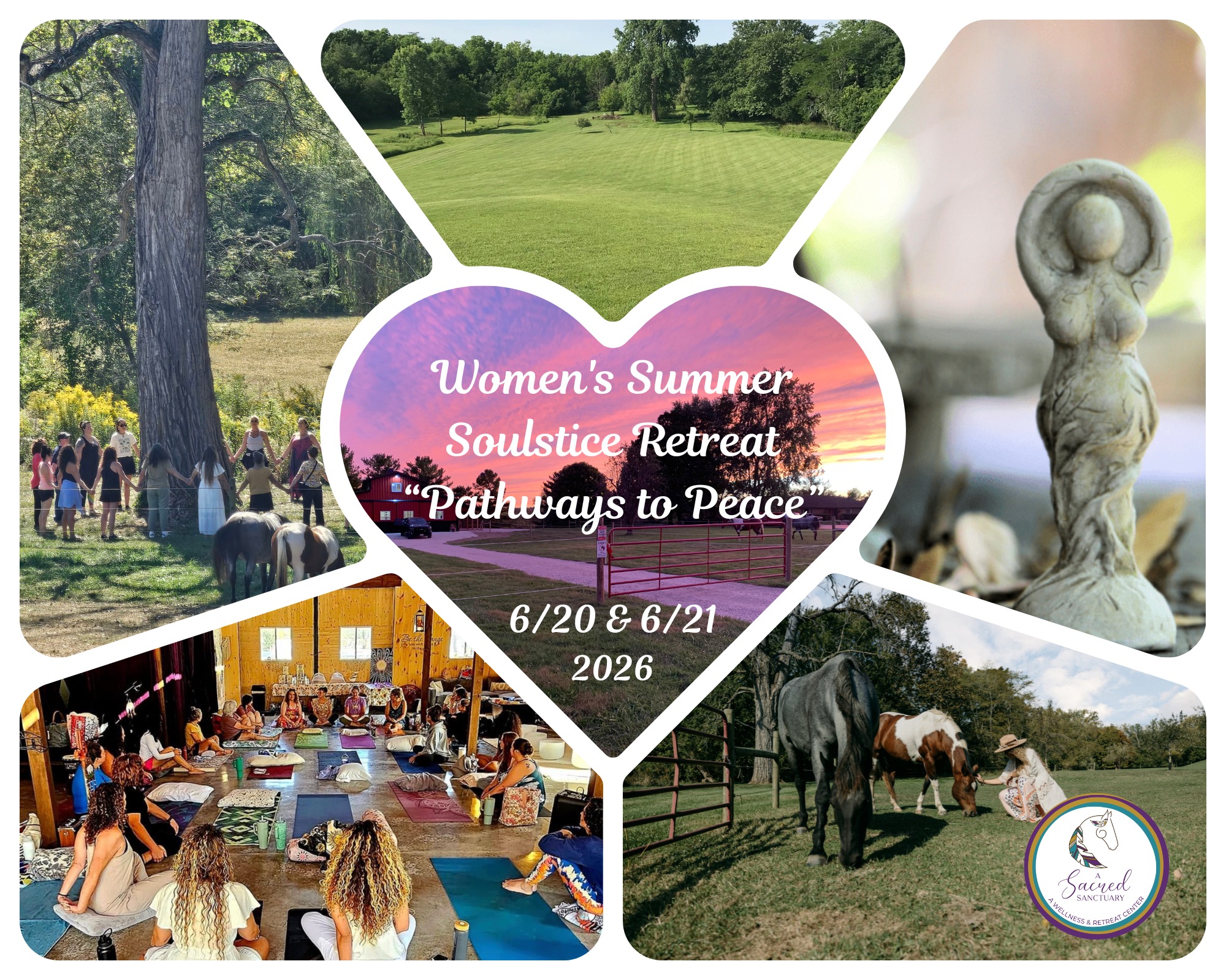 A Sacred Sanctuary Facebook ad: Women's Summer Soulstice Retreat Pathways to Peace
