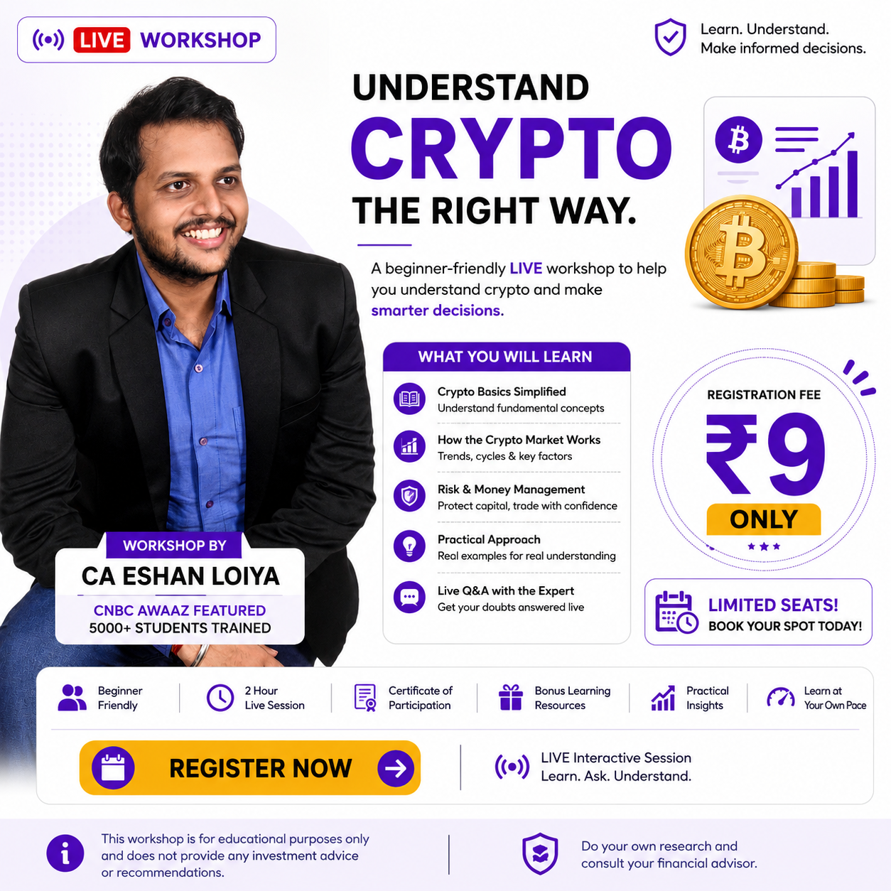 Educationsutra Facebook ad: Live 2-hr session. Beginner-friendly. Limited seats.