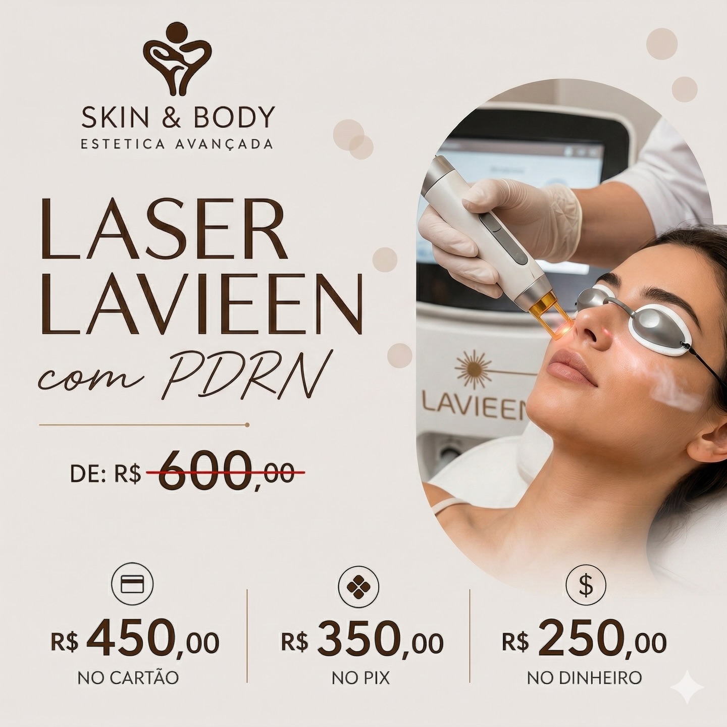 skinbodyesteticasp Facebook ad: Laser Lavieen + PDRN ou GHK-Cu