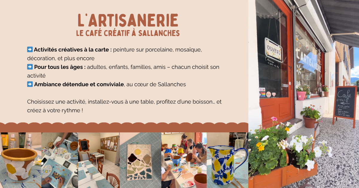 Artisanerie Sallanches Facebook ad: Café créatif à Sallanches
