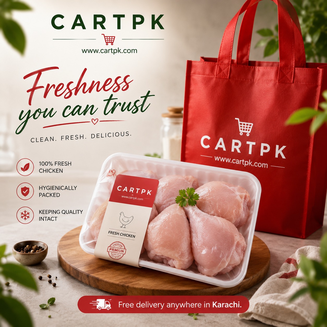 Cartpk.com Facebook ad: Online Chicken Delivery in Karachi Pakistan