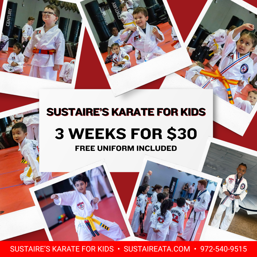 Sustaire's Karate for Kids ATA - McKinney Facebook ad: 3 Weeks Of Kids Martial Arts + Uniform For $30
