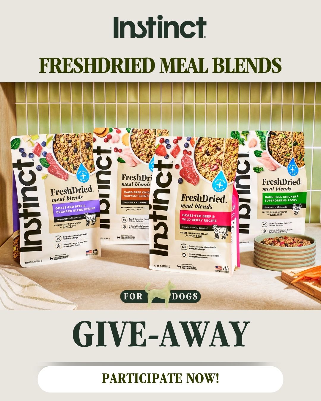 Instinct Pet Food Asia Facebook ad: We're giving away 5 FreshDried Bundle Sets to…